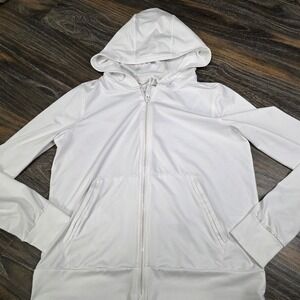 Athleta Girl White Striped Full Zip Hoodie Jacket Kids Size XXL 16
